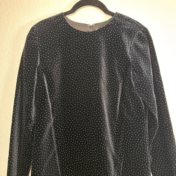 Theory Black Polkadot Mini Velvet Dress - Picture 3 of 8
